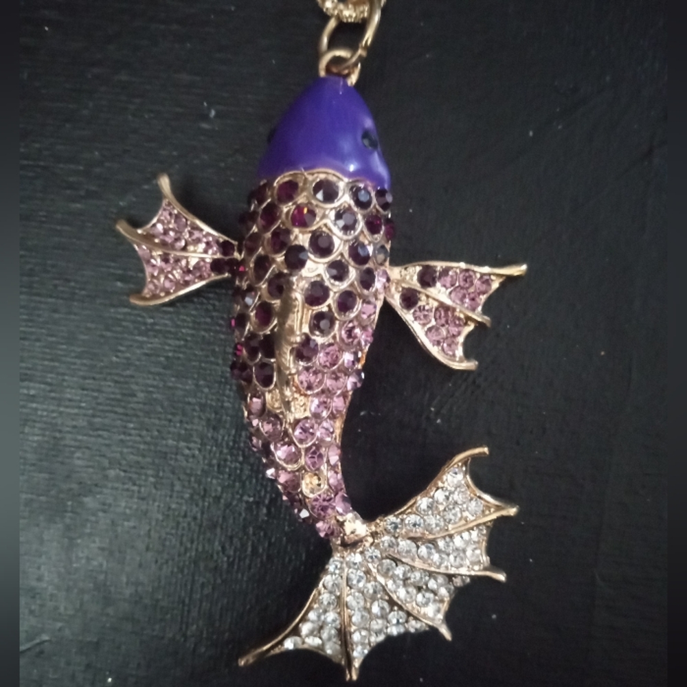 Rhinestone Koi Pendant With Moving Fins